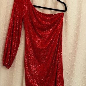 VENUS Barbie Pink Sequined One Shoulder Mini Dress NWOT